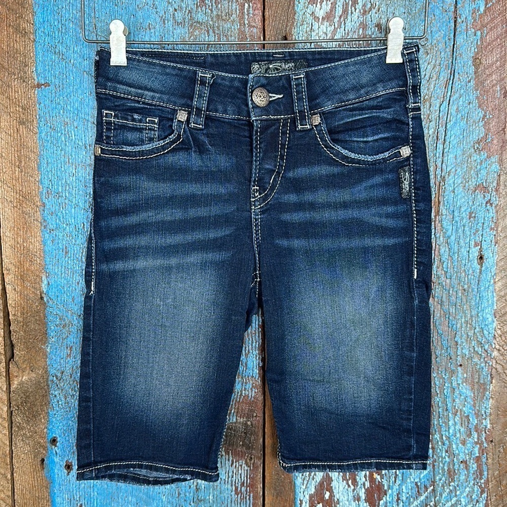 Silver Suki Jean Shorts Bermuda Denim Shorts Size 25 W 11 L